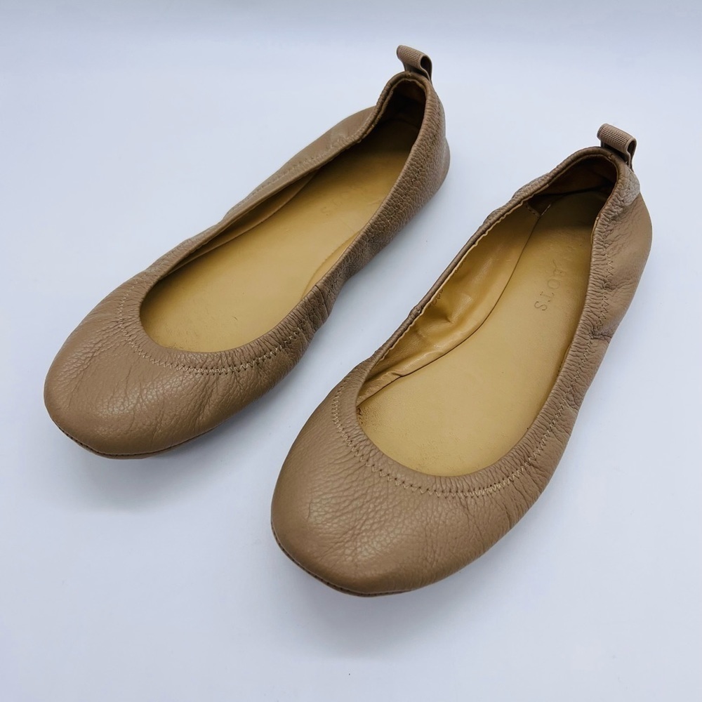 TALBOTS WOMENS BEIGE LEATHER BALLET SLIP ONS SIZE 6.5